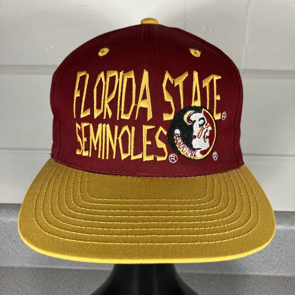 Vtg 90s FSU Hat Cap Spellout Florida State Seminoles Big Logo Noles Snapback